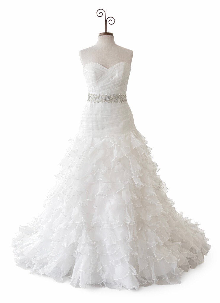 Europa Novias Strapless Ruffled Wedding Dress - Size 10