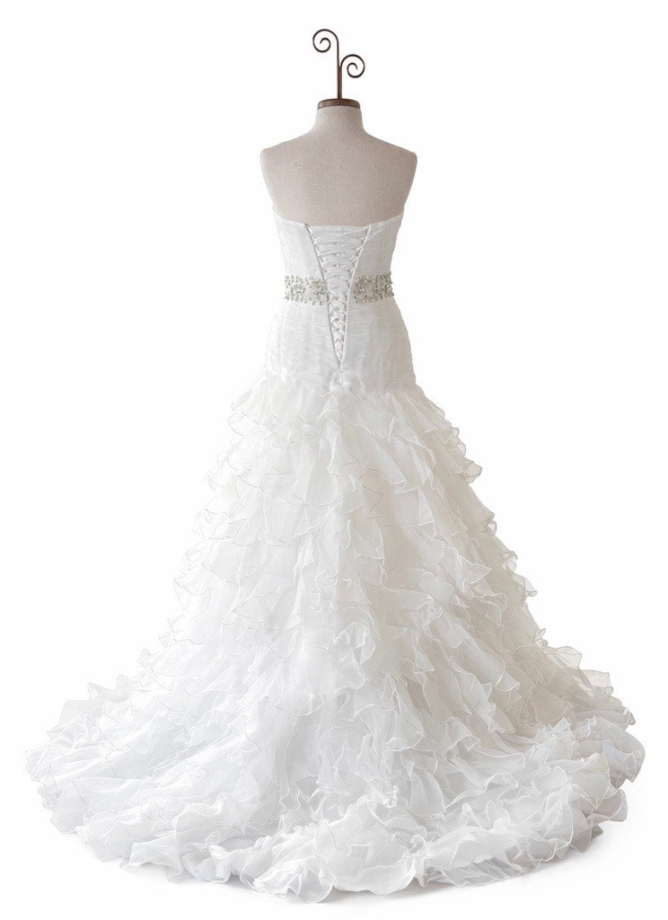 Europa Novias Strapless Ruffled Wedding Dress - Size 10