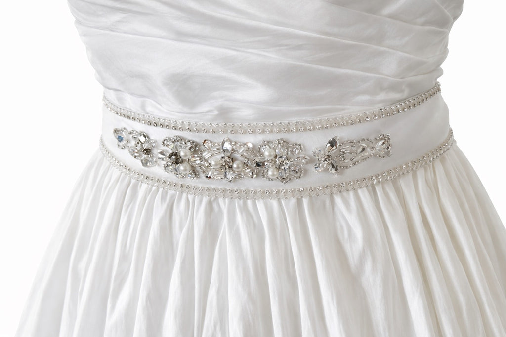 Mori Lee Strapless A-Line Wedding Dress with Beaded Waist - Size 14-16