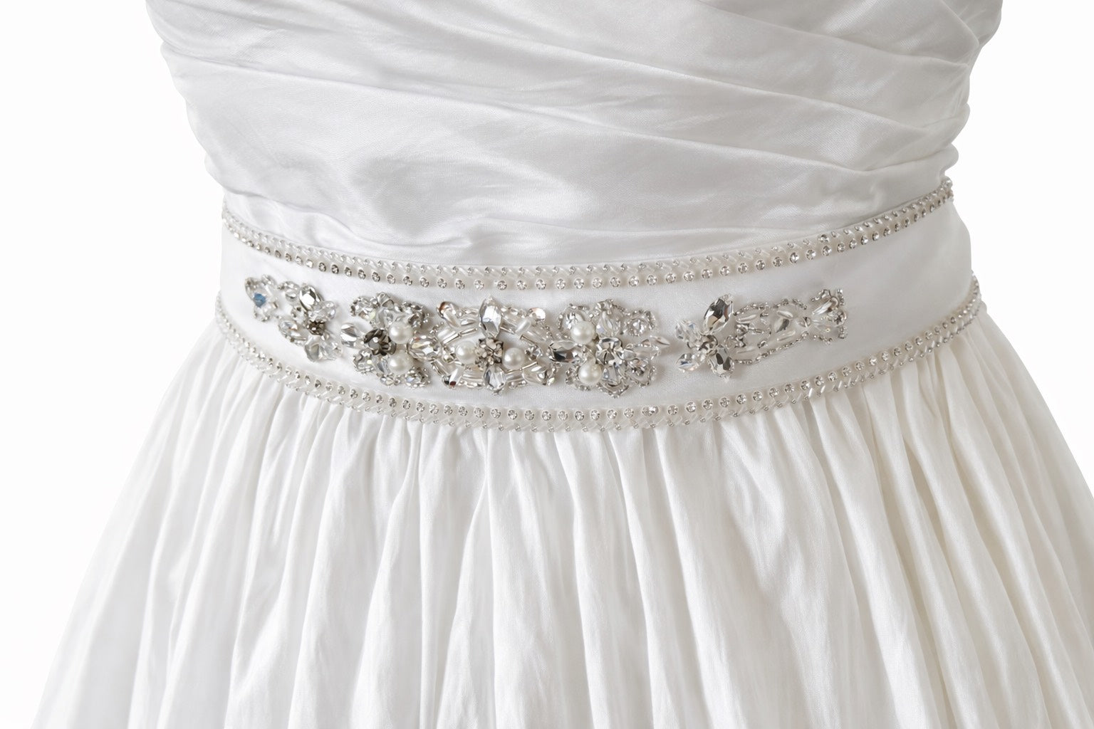 Mori Lee Strapless A-Line Wedding Dress with Beaded Waist - Size 14-16