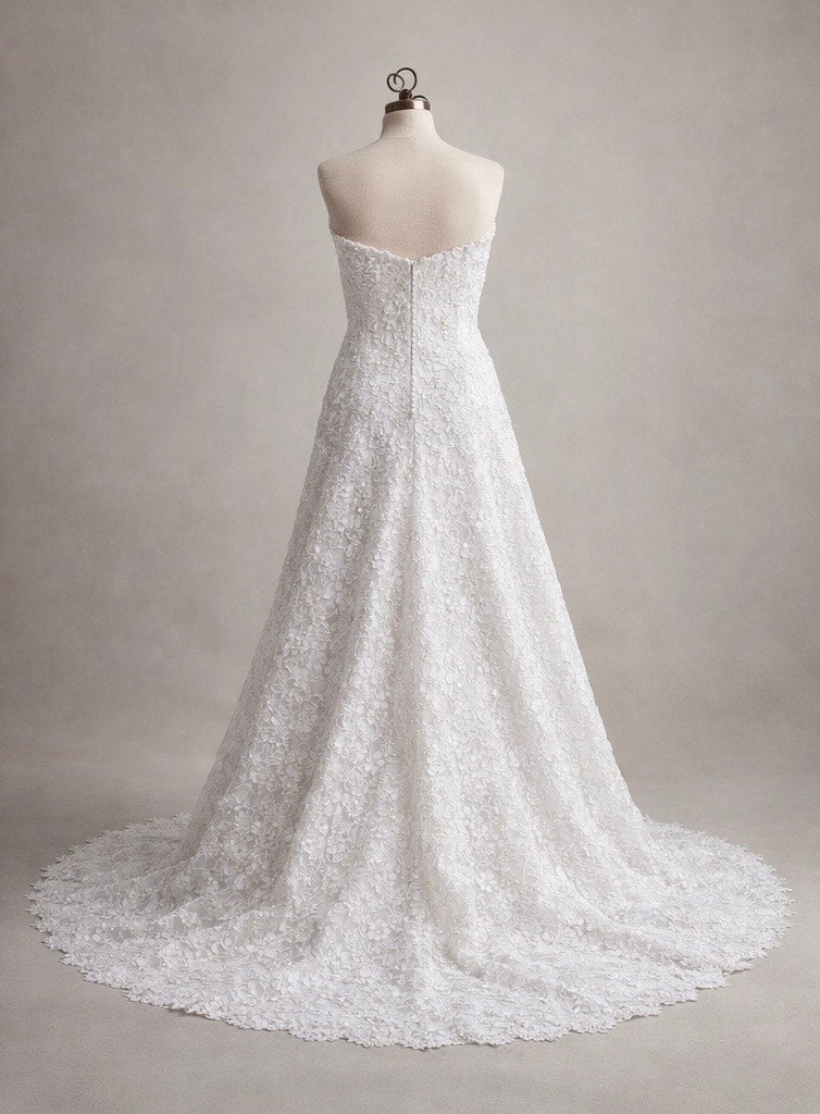 David's Bridal Strapless Lace A-Line Wedding Dress - Size 20