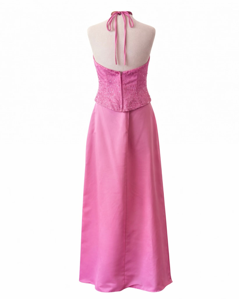Mori Lee Pink Beaded Halter Prom Dress – Size 11/12