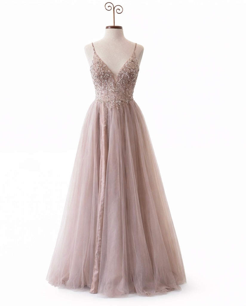 Andrea & Leo Couture Beaded Tulle Prom Dress – Rosewood (Size 8)