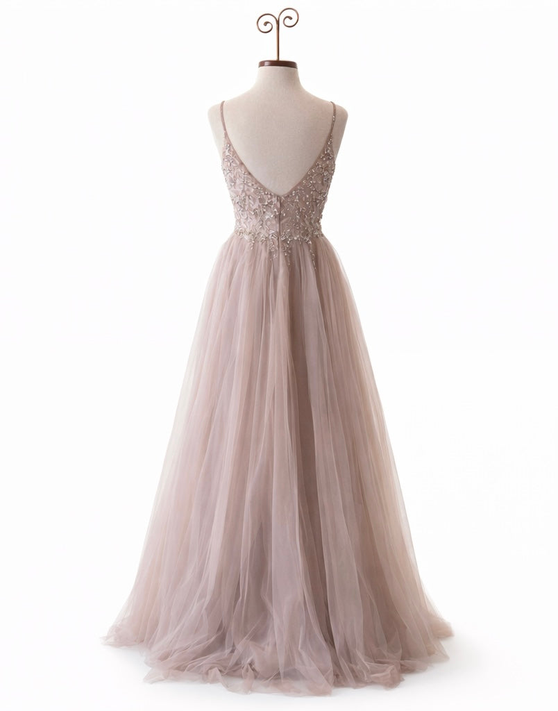 Andrea & Leo Couture Beaded Tulle Prom Dress – Rosewood (Size 8)