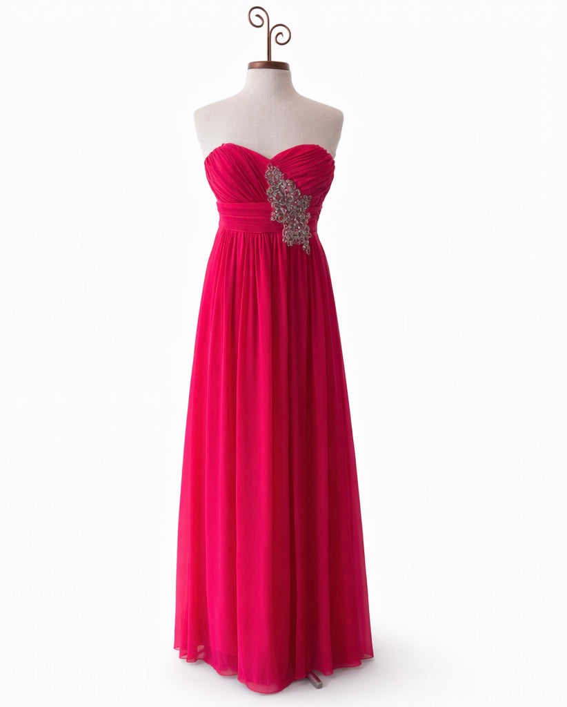 Jodi Kristopher Strapless Chiffon Prom Dress – Hot Pink (Size 13)