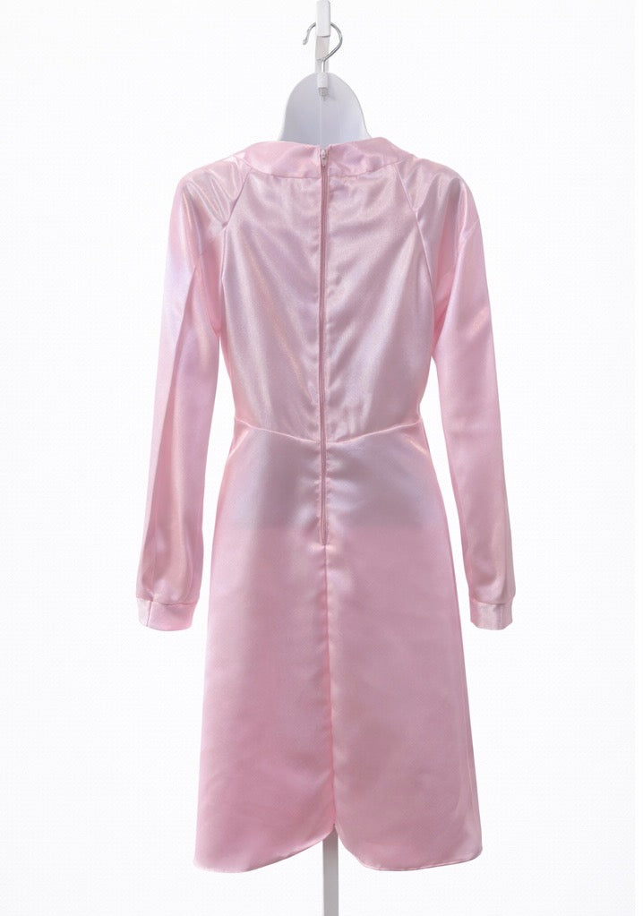 The Rosalie Satin Dress – Blush Pink Long Sleeve Formal Dress